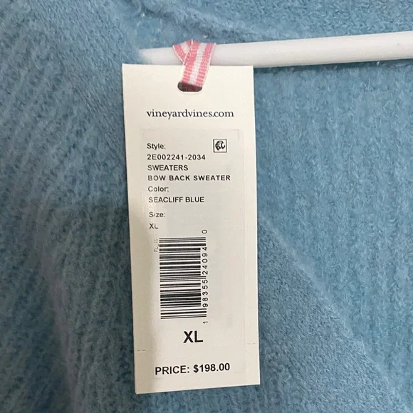 Vineyard Vines Seacliff Blue Bow Back Sweater XL NWT - Picture 3 of 4